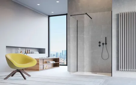 Modo X Black III Walk-in fekete zuhanyfal 90x140 átlátszó