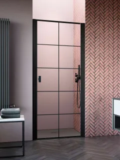 Nes 8 Black DWJ I Factory fekete zuhanyajtó 90 átlátszó jobbos