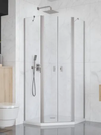 Nes Brushed Nickel PTD szögletes szálcsiszolt króm zuhanykabin 90x80 átlátszó