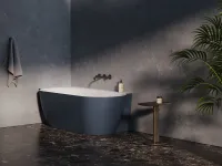 Freedom Corner II Tec 175x86 bal, akrilkád, Deepsea Blue/fehér, fehér/fekete/króm lefolyó