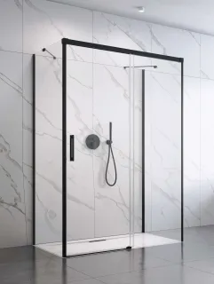Idea Black KDJ+S szögletes fekete zuhanykabin 120x70 átlátszó jobbos