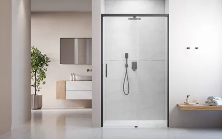 Idea Brushed GunMetal DWJ szálcsiszolt fegyvermetál zuhanyajtó 130 átlátszó balos