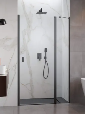 Nes Brushed GunMetal DWJ II szálcsiszolt fegyvermetál zuhanyajtó 80 átlátszó jobbos