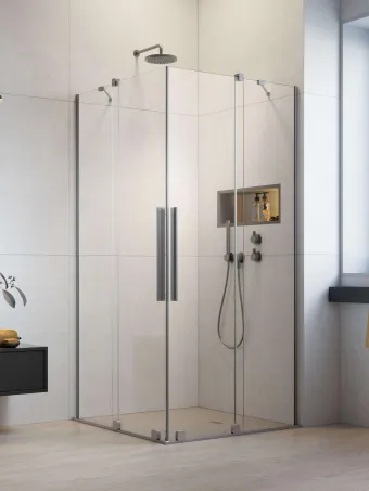 Furo Brushed Nickel KDD szögletes szálcsiszolt króm zuhanykabin 90x120 átlátszó