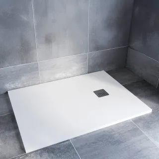 Kios SEw F szögletes lapos zuhanytálca 100x80 fehér, ajándék szifonnal