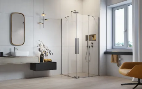 Furo Brushed Nickel KDD szögletes szálcsiszolt króm zuhanykabin 90x120 átlátszó