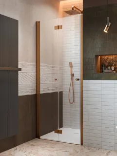 Nes Brushed Copper DWB szálcsiszolt réz zuhanyajtó 80 átlátszó jobbos