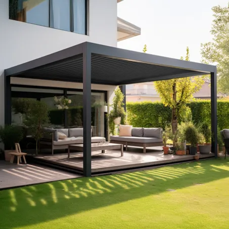 MotionFlex 300 bioklimatikus pergola, fehér színű LED világítással