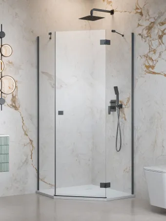 Essenza 8 Brushed GunMetal PTJ szögletes szálcsiszolt fegyvermetál zuhanykabin 80x80 átlátszó balos