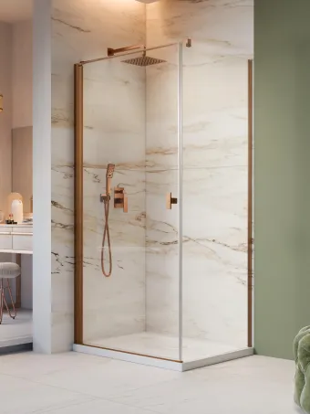 Nes Brushed Copper KDJ I szögletes szálcsiszolt réz zuhanykabin 100x70 átlátszó balos