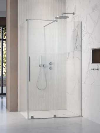 Furo Brushed Nickel KDJ szögletes szálcsiszolt króm zuhanykabin 110x90 átlátszó balos