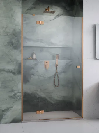 Essenza Brushed Copper ﻿DWJ ﻿szálcsiszolt réz zuhanyajtó 120 átlátszó jobbos