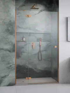 Essenza Brushed Copper ﻿DWJ ﻿szálcsiszolt réz zuhanyajtó 130 átlátszó jobbos