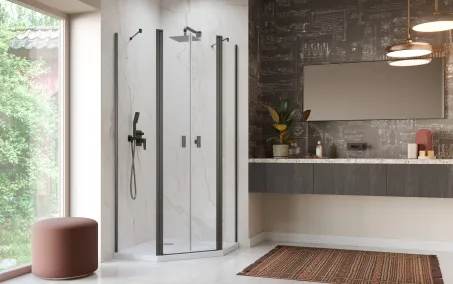 Nes Brushed GunMetal PTD szögletes szálcsiszolt fegyvermetál zuhanykabin 90x90 átlátszó