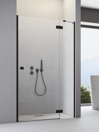 Essenza 8 Black DWJ fekete zuhanyajtó 110 átlátszó balos