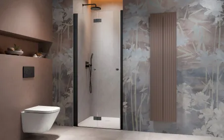 Nes Black DWB fekete zuhanyajtó 80 átlátszó jobbos