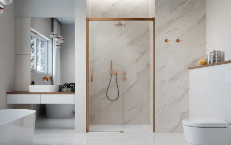 Idea Brushed Copper DWJ szálcsiszolt réz zuhanyajtó 120 átlátszó balos