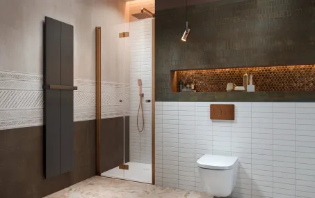 Nes Brushed Copper DWB szálcsiszolt réz zuhanyajtó 90 átlátszó jobbos