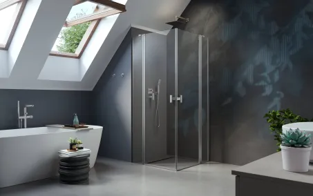 Nes Brushed Nickel KDD II szögletes szálcsiszolt króm zuhanykabin 80x100 átlátszó