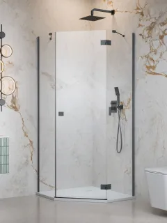 Essenza 8 Brushed GunMetal PTJ szögletes szálcsiszolt fegyvermetál zuhanykabin 100x80 átlátszó jobbos