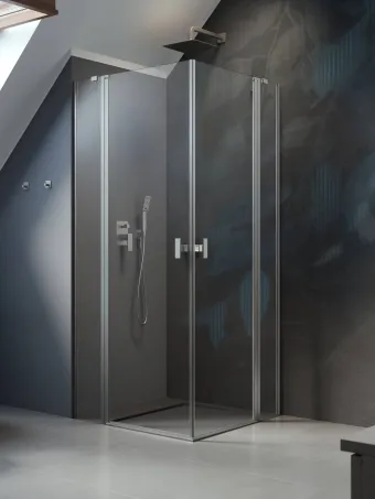 Nes Brushed Nickel KDD II szögletes szálcsiszolt króm zuhanykabin 90x80 átlátszó