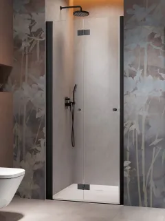 Nes 8 Black DWB fekete zuhanyajtó 90 átlátszó balos