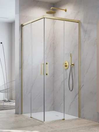 Idea 8 Brushed Gold KDD szögletes szálcsiszolt arany zuhanykabin 80x90 átlátszó
