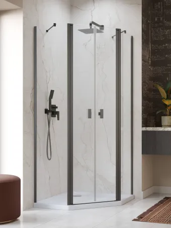 Nes Brushed GunMetal PTD szögletes szálcsiszolt fegyvermetál zuhanykabin 90x80 átlátszó