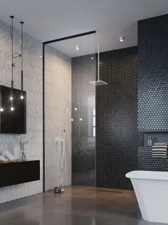 Modo XL Black Walk-in fekete zuhanyfal 100-160x200-250 átlátszó
