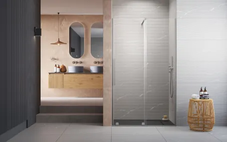 Furo Brushed Nickel DWJ szálcsiszolt króm zuhanyajtó 90 átlátszó balos