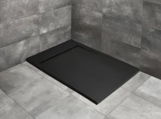 Teos F lapos szögletes fekete zuhanytálca 180x90 fekete, ajándék szifonnal