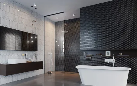 Modo XL Black Walk-in fekete zuhanyfal 100-160x250-300 átlátszó