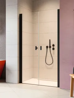 Nes Black DWD I fekete zuhanyajtó 90 átlátszó