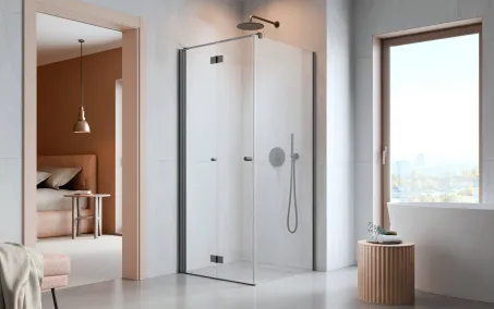 Nes Brushed GunMetal KDJ-B szögletes szálcsiszolt fegyvermetál zuhanykabin 100x75 átlátszó balos