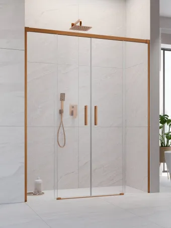Idea Brushed Copper DWD szálcsiszolt réz zuhanyajtó 160 átlátszó