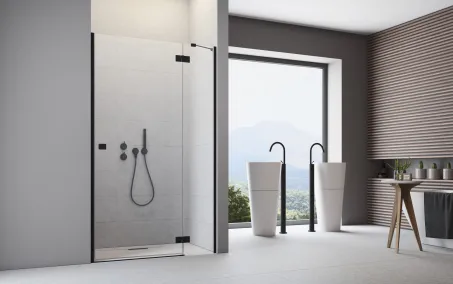 Essenza 8 Black DWJ fekete zuhanyajtó 130 átlátszó jobbos