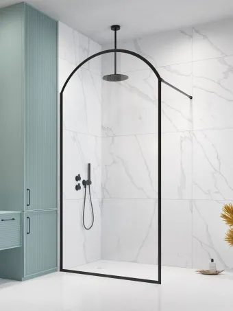 Volta Black II Frame Walk-in fekete zuhanyfal 100 átlátszó balos