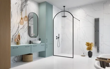 Volta Black II Frame Walk-in fekete zuhanyfal 100 átlátszó balos