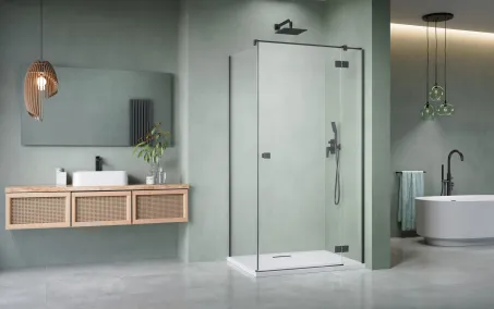 Essenza 8 Brushed GunMetal KDJ szögletes szálcsiszolt fegyvermetál zuhanykabin 80x90 átlátszó jobbos