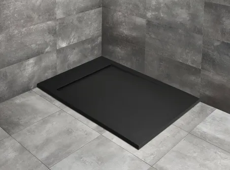 Teos F lapos szögletes fekete zuhanytálca 210x90 fekete, ajándék szifonnal