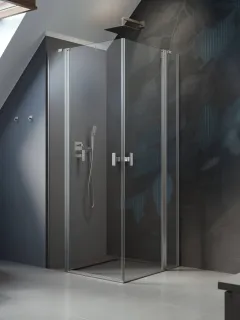 Nes Brushed Nickel KDD II szögletes szálcsiszolt króm zuhanykabin 100x80 átlátszó