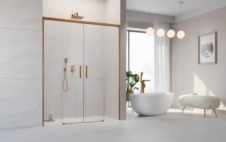 Idea Brushed Copper DWD szálcsiszolt réz zuhanyajtó 170 átlátszó