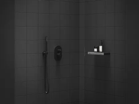 Fali kiállás integrált zuhanyrózsa tartóval 706.21BLM, Black Matt