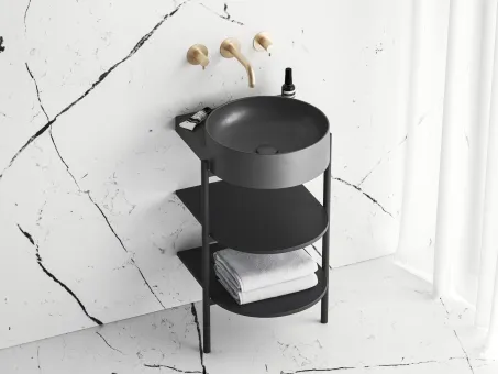 Flat mosdólefolyó kerámia fedéllel, antracit