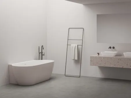 Freedom Wall II Tec 170x87, akrilkád, Alabaster Pink/fehér, fehér/fekete/króm lefolyó