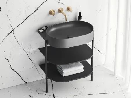 Flat mosdólefolyó kerámia fedéllel, antracit