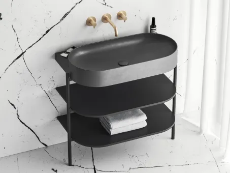 Flat mosdólefolyó kerámia fedéllel, antracit