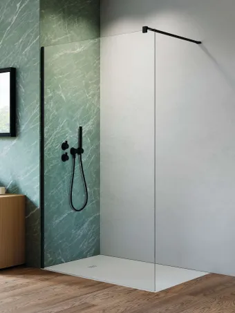 Nes Black Walk-in II fekete zuhanyfal 120 átlátszó