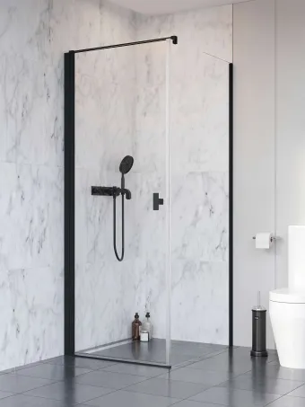 Nes 8 Black KDJ I szögletes fekete zuhanykabin 80x90 átlátszó balos