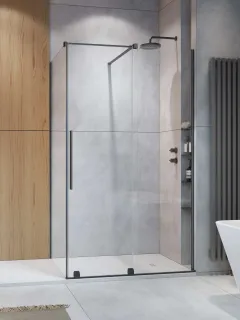 Furo Brushed GunMetal KDJ szögletes szálcsiszolt fegyvermetál zuhanykabin 110x110 átlátszó jobbos